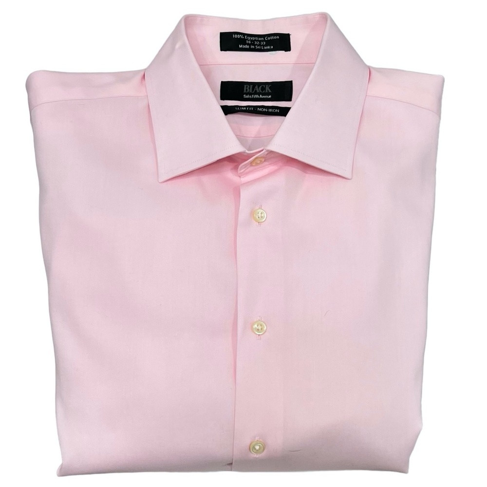 SAKS FIFTH AVENUE BLACK LABEL PINK SLIM FIT NON IRON EGYPTIAN COTTON DRESS SHIRT